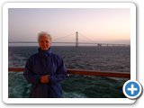 Denise as we leave the Öresund Bridge