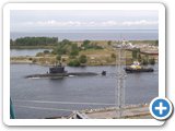Submarine on its way out of port