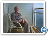 Denise on stateroom balcony