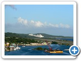 Roatan with massive cruise ship approaching