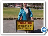 Denise at the 'Equator line' (actually around 200 metres from here!)