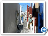 Typical narrow Mykonos street
