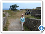 Denise at entrance to Clarence Battery (1780) - the remains of Fort George