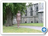Gormley sculpture in front of cathedral