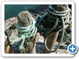 Wooden rope holders at Le Gouffre slipway