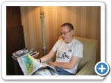 Peter relaxing before flight home