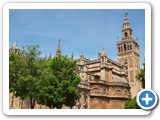 The cathedral and giralda from the Alcazar exit