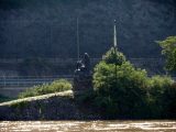 The Lorelei statue stands on the mole in St. Goarshausen